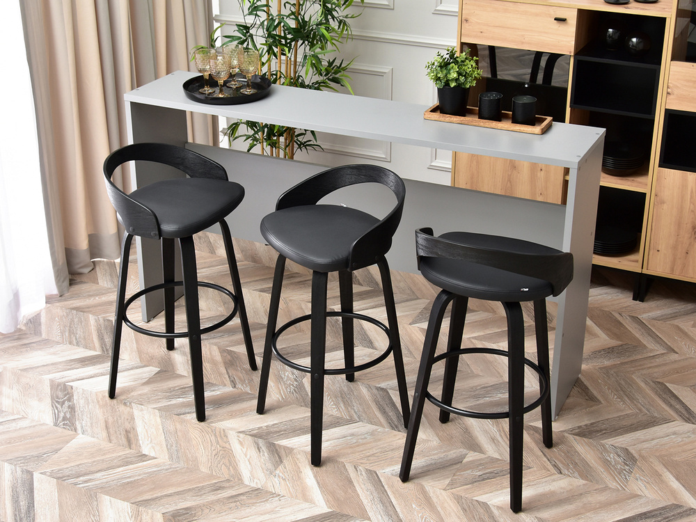 Hocker sort økologisk læder sort ben INDUSTRIAL HOCKER