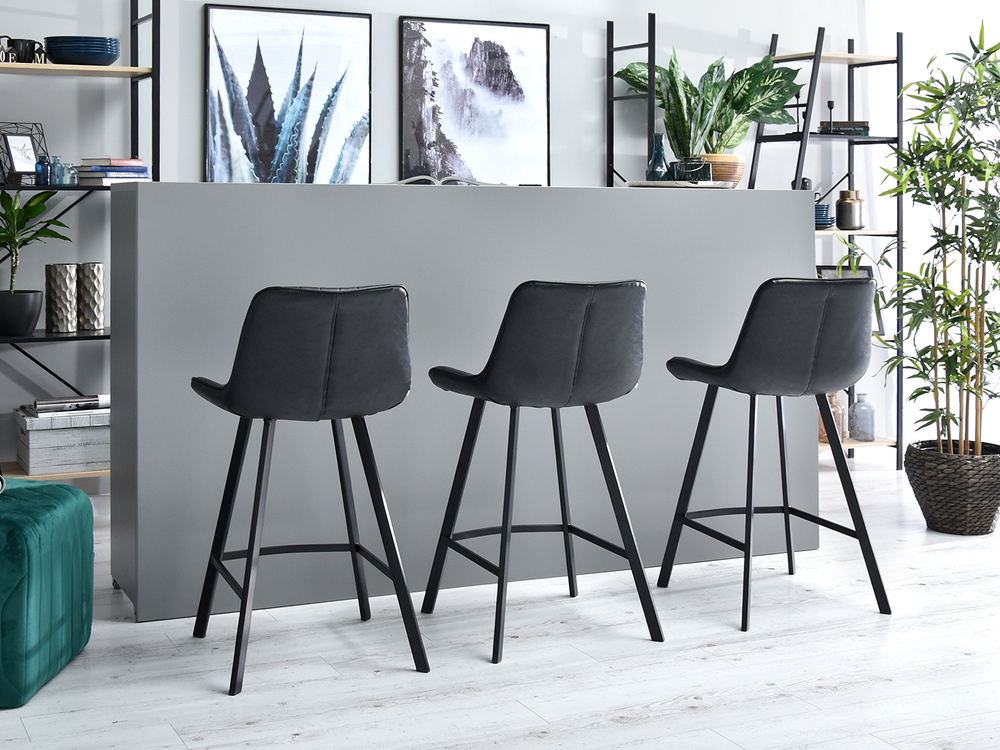 Hocker sort økologisk læder sort ben AZRA