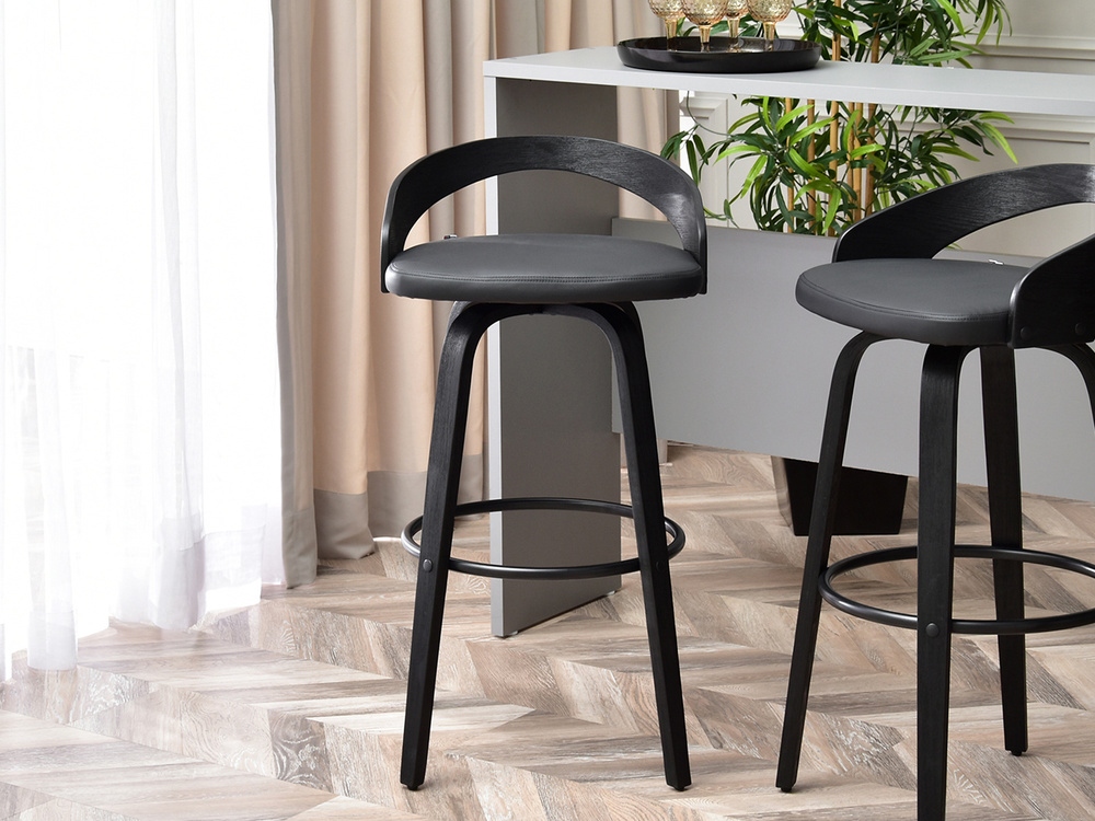 Hocker sort økologisk læder sort ben INDUSTRIAL HOCKER