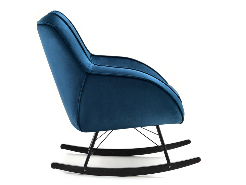 Velourlænestol marineblå sorte ben COCO