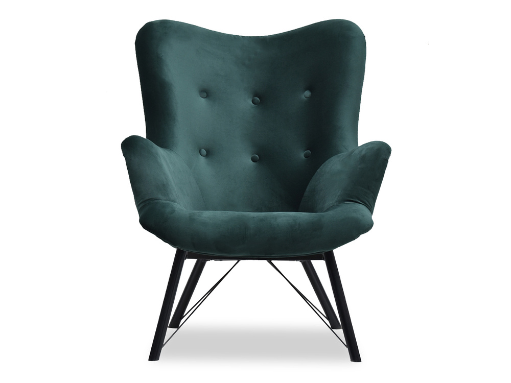 Velourlænestol med grønne, sorte ben DALTON