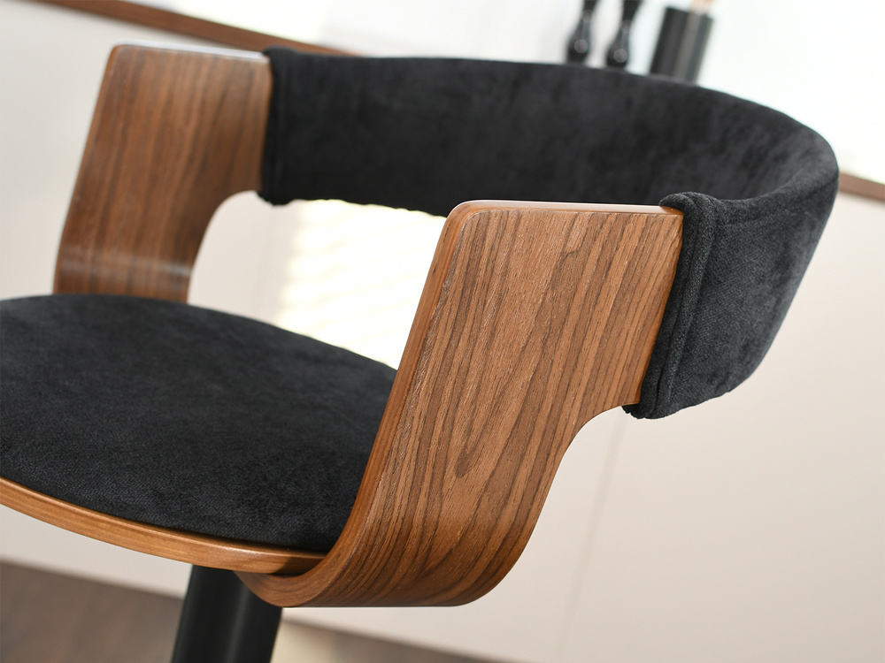 Velour hocker sort/valnød sort ben ROTTO