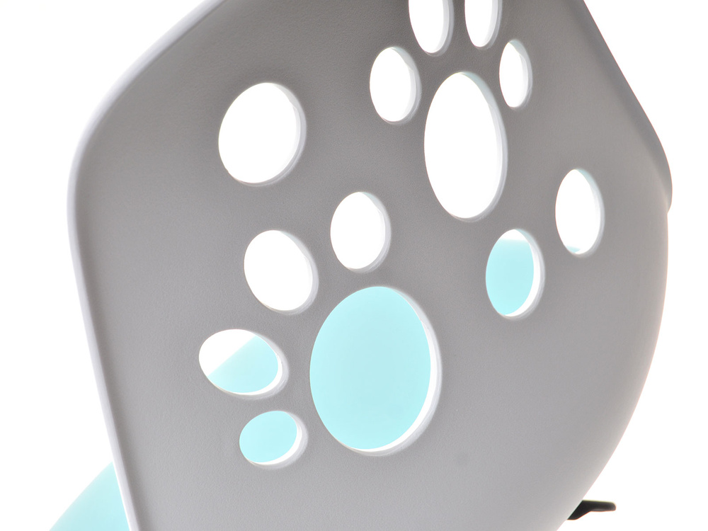 Kontorlænestol hvid/blå med kromben FOOT