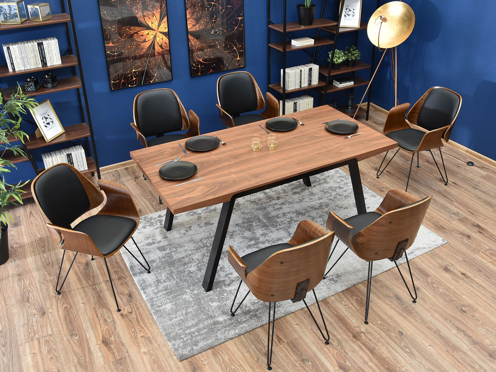 Valnødde-sort stol, sorte ben SILA