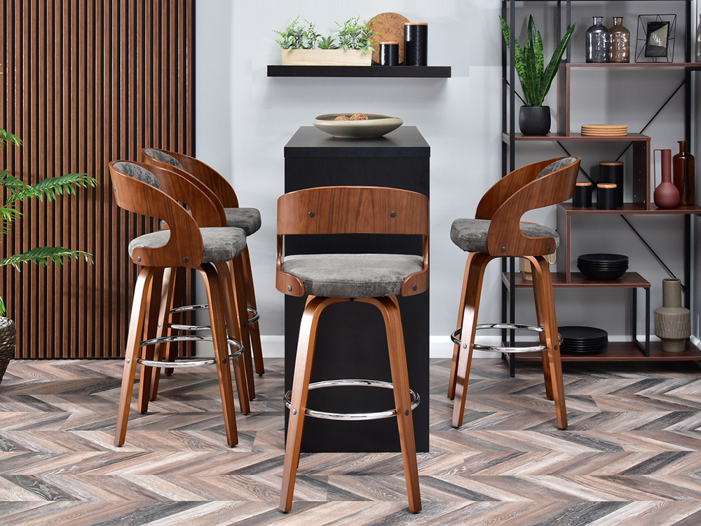 Hocker grå/valnød krom ben WELLA HOCKER