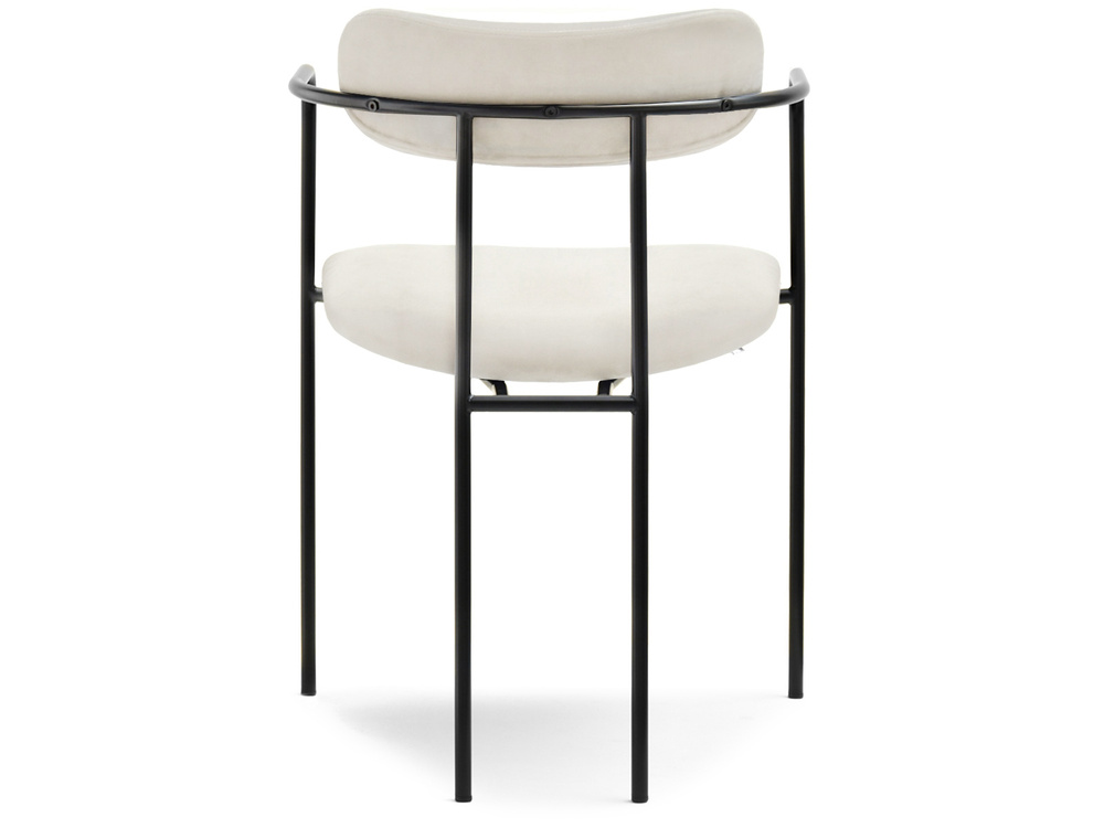 Cremefarvet velourstol med sorte ben MALAGA