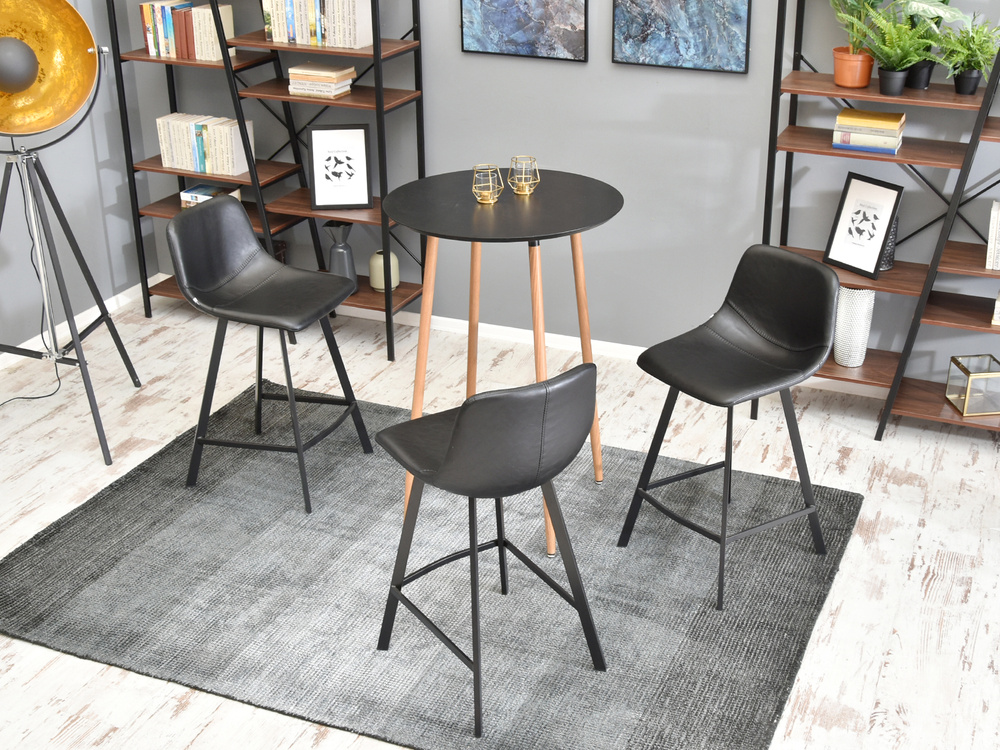 Hocker sort økologisk læder sort ben GOBI