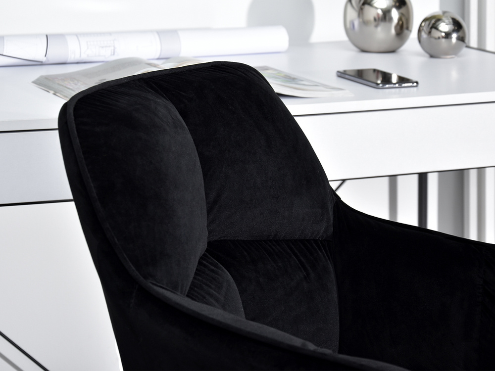 Velourlænestol med sorte kromben ISLA