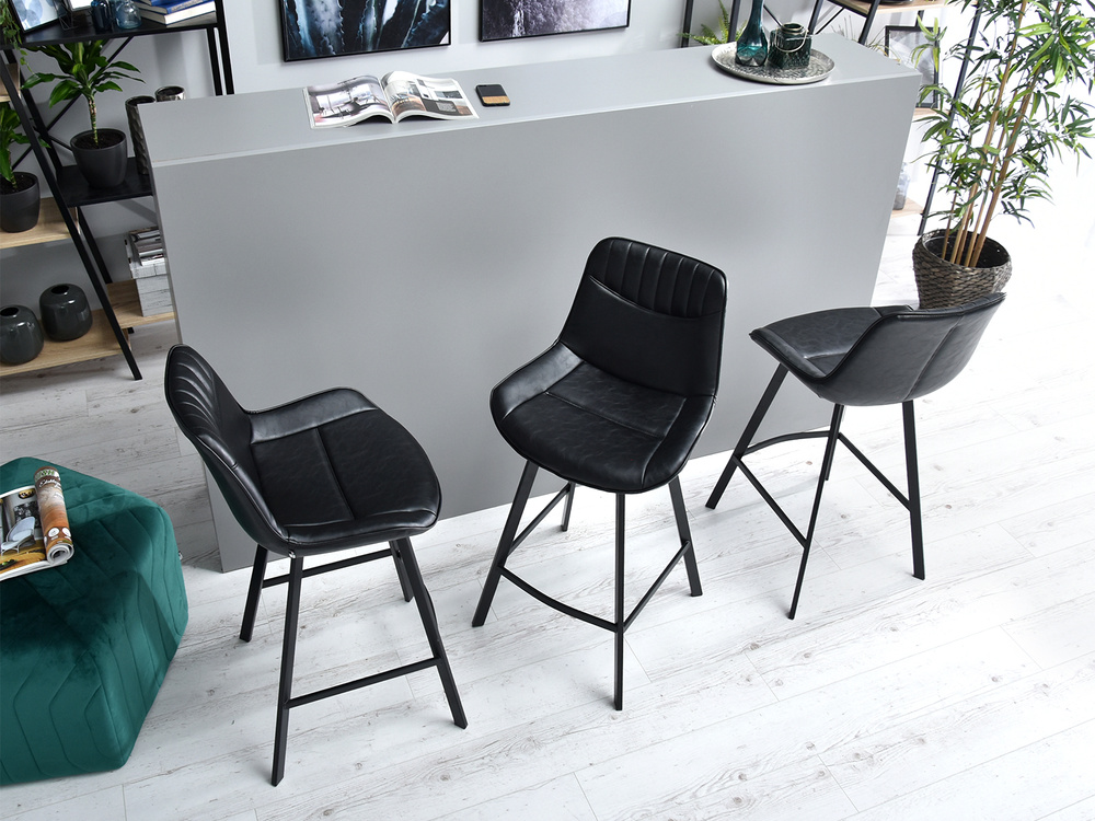 Hocker sort økologisk læder sort ben AZRA