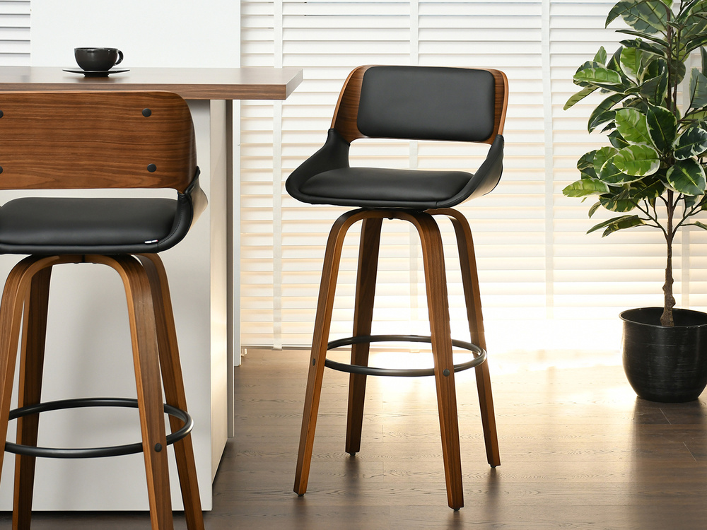 Hocker sort krom ben valnød HOCKER valnød