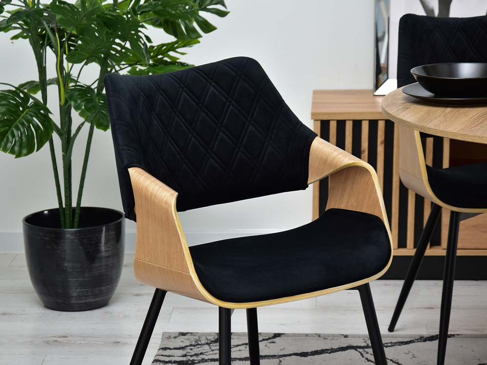 Velourstol sorte ben sort/eg RENZO