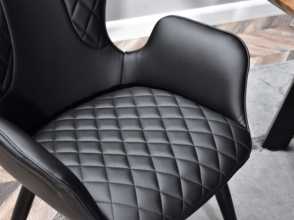 Læderstol sort sorte ben KAMAL