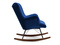 Marineblå velourlænestol med ben i valnød LAUREN