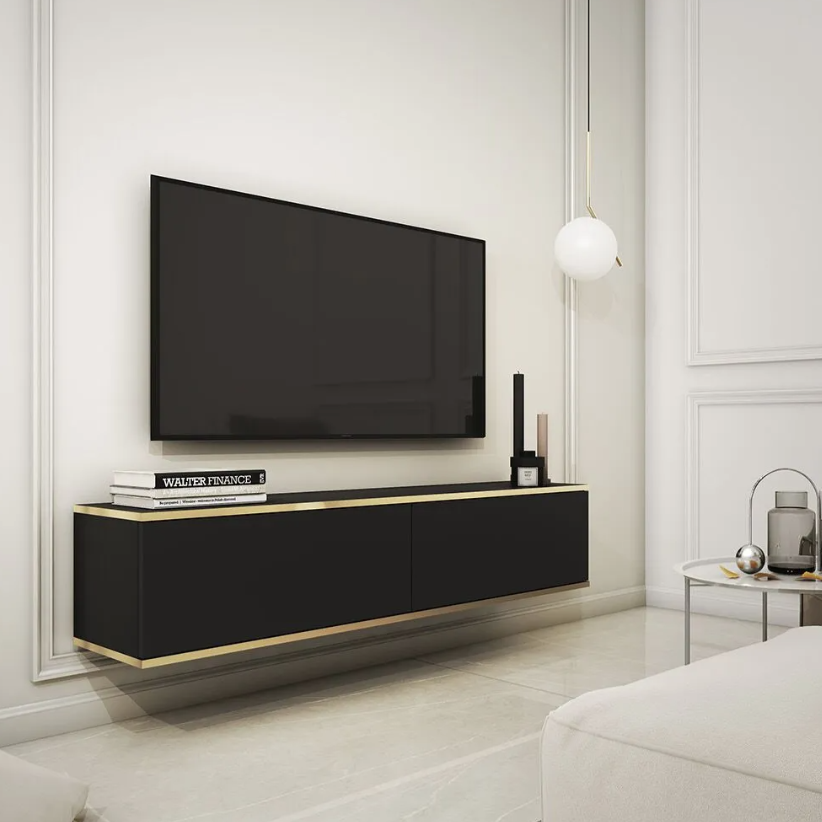 Sort tv bænk 135 cm ORO
