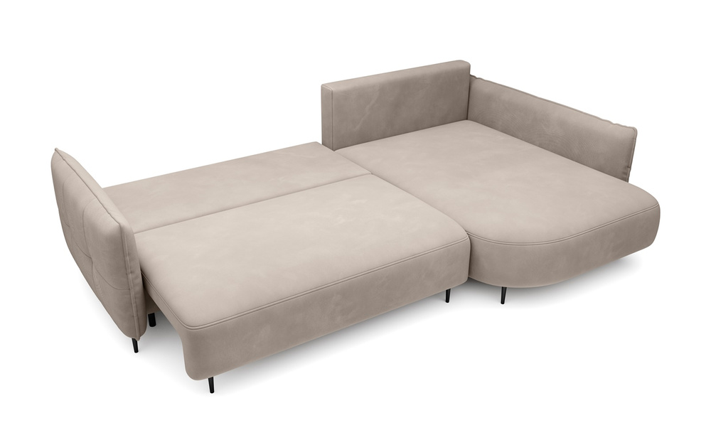 Beige hjørnesofa med sovefunktion højre PALERMO