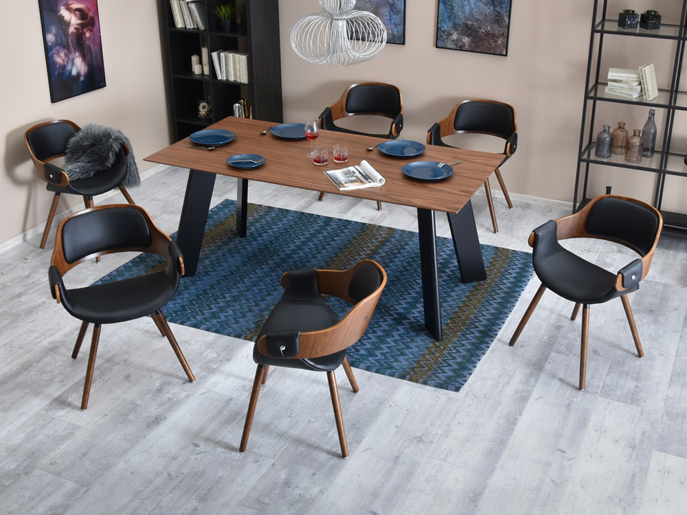 Valnød stol økologisk læder valnød ben TWIG