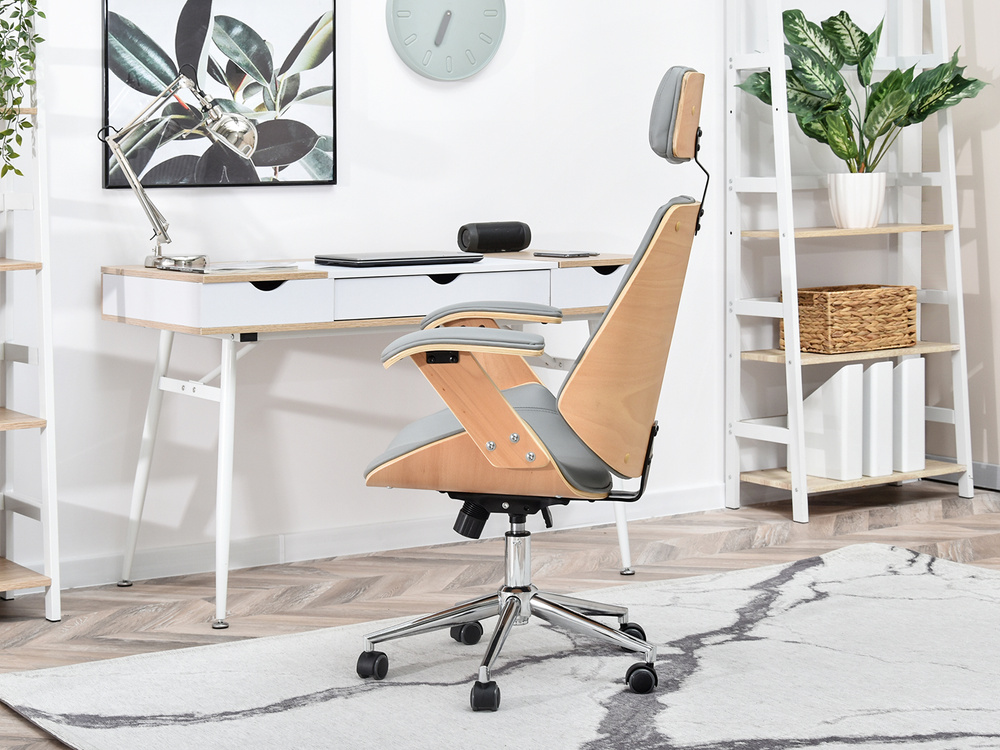 Kontorlænestol bøg/grå kromben FRANK