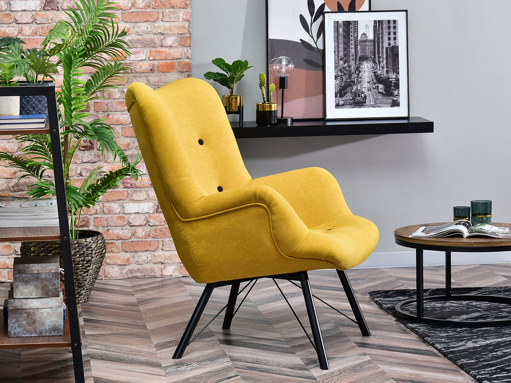 Lænestol med gule, sorte ben DALTON