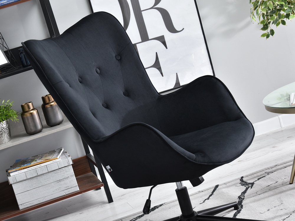 Velourlænestol sort med sorte ben TRINI