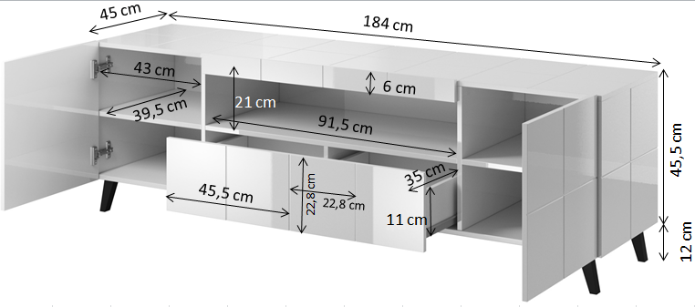 Tv bord hvid 184 cm REYA