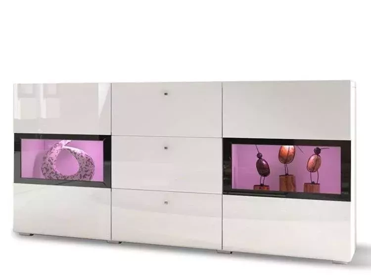 Kommode 132 cm hvid højglans Baros II