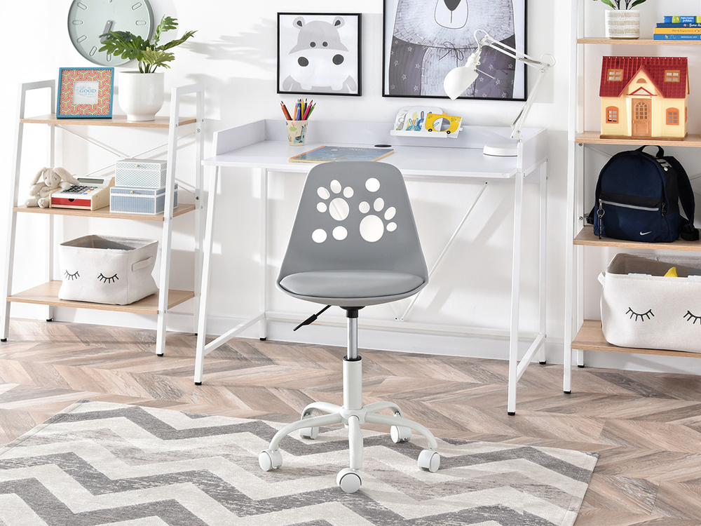 Kontorlænestol grå med hvide ben FOOT