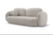 Grå sofa med afrundede kanter, sovefunktion, opbevaringsplads til sengetøj OLIMP