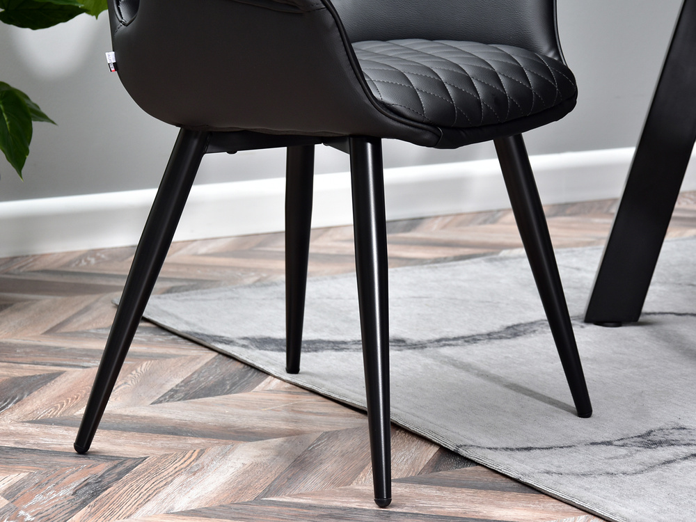 Læderstol sort sorte ben KAMAL