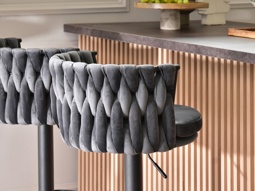 Grafit/mørkegrå velour hocker, sorte ben ASTER