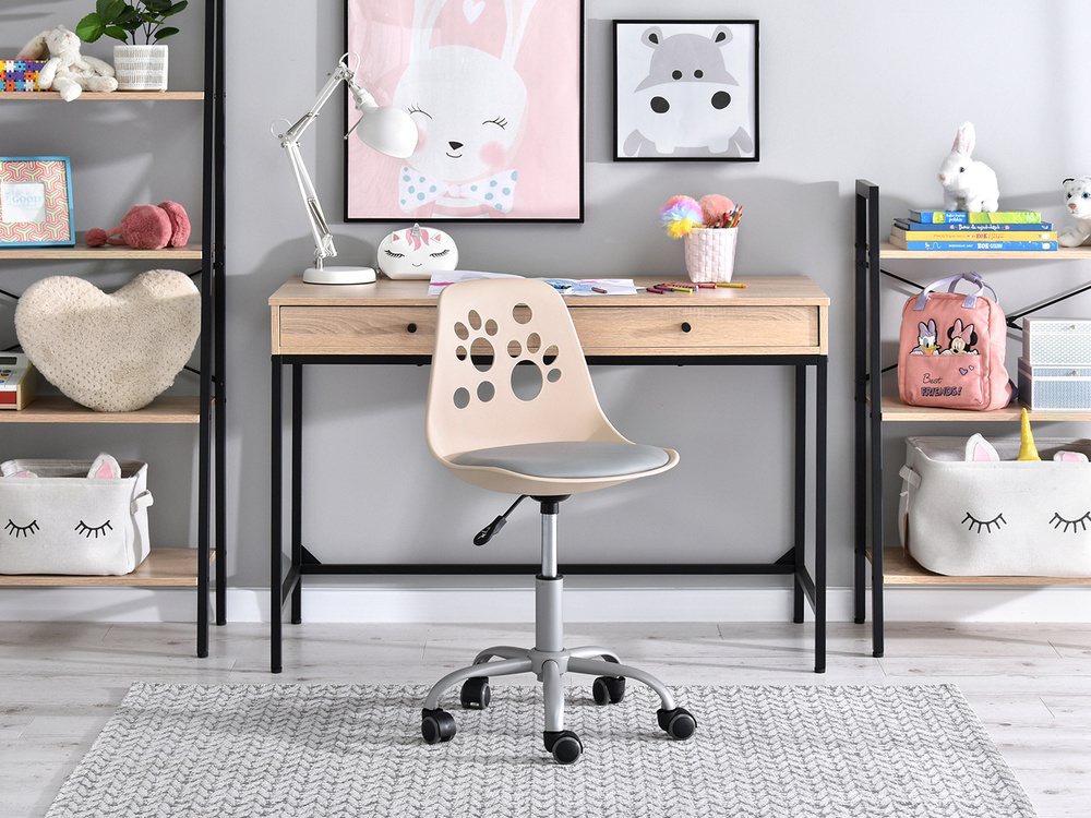 Grå/lyserød kontorstol med grå ben FOOT