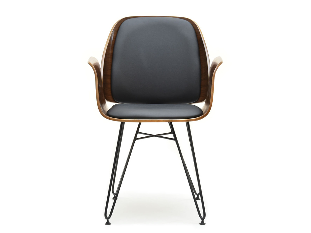 Valnødde-sort stol, sorte ben SILA