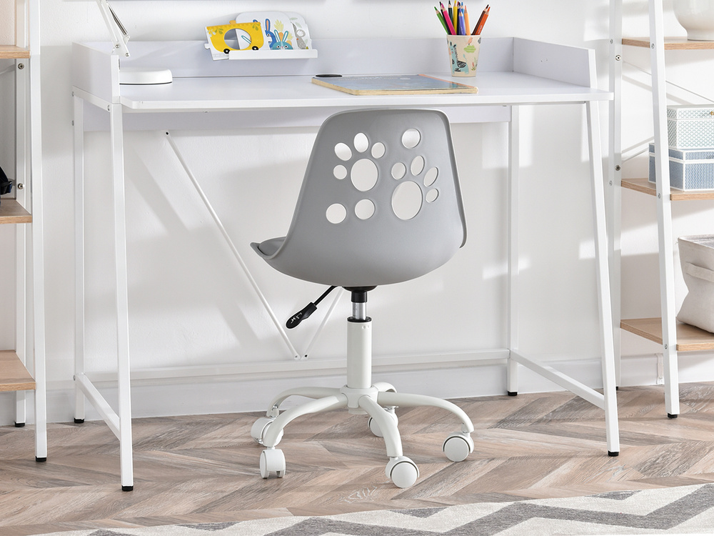 Kontorlænestol grå med hvide ben FOOT