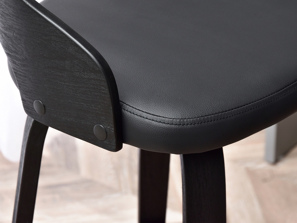 Hocker sort økologisk læder sort ben INDUSTRIAL HOCKER