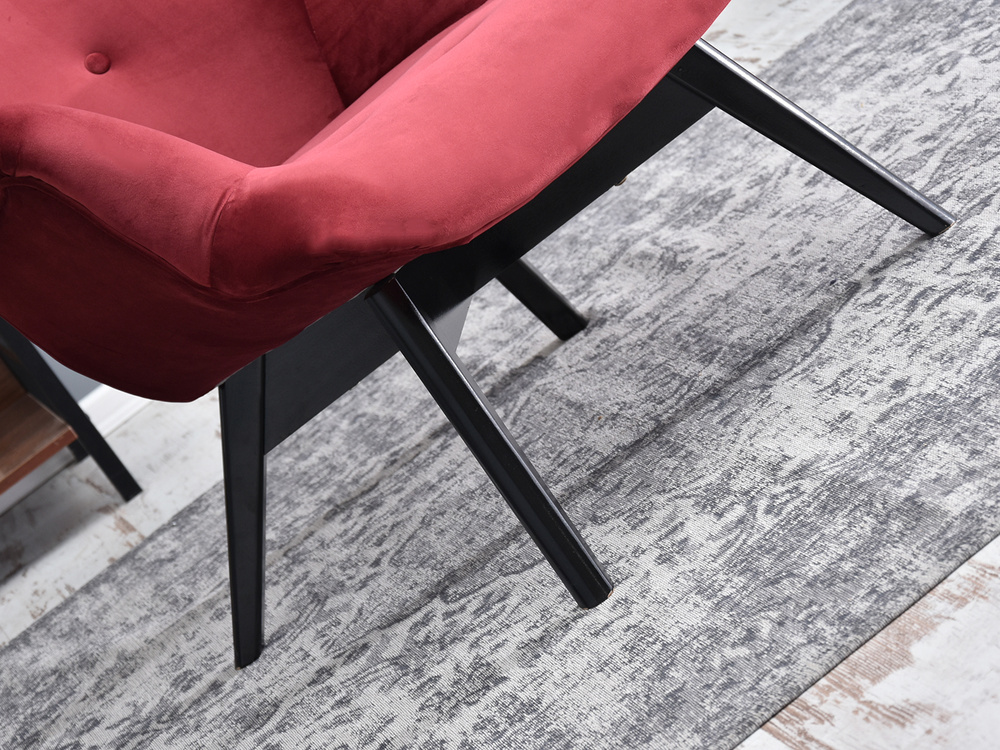 Rødbrun velourlænestol med sorte ben FLORI