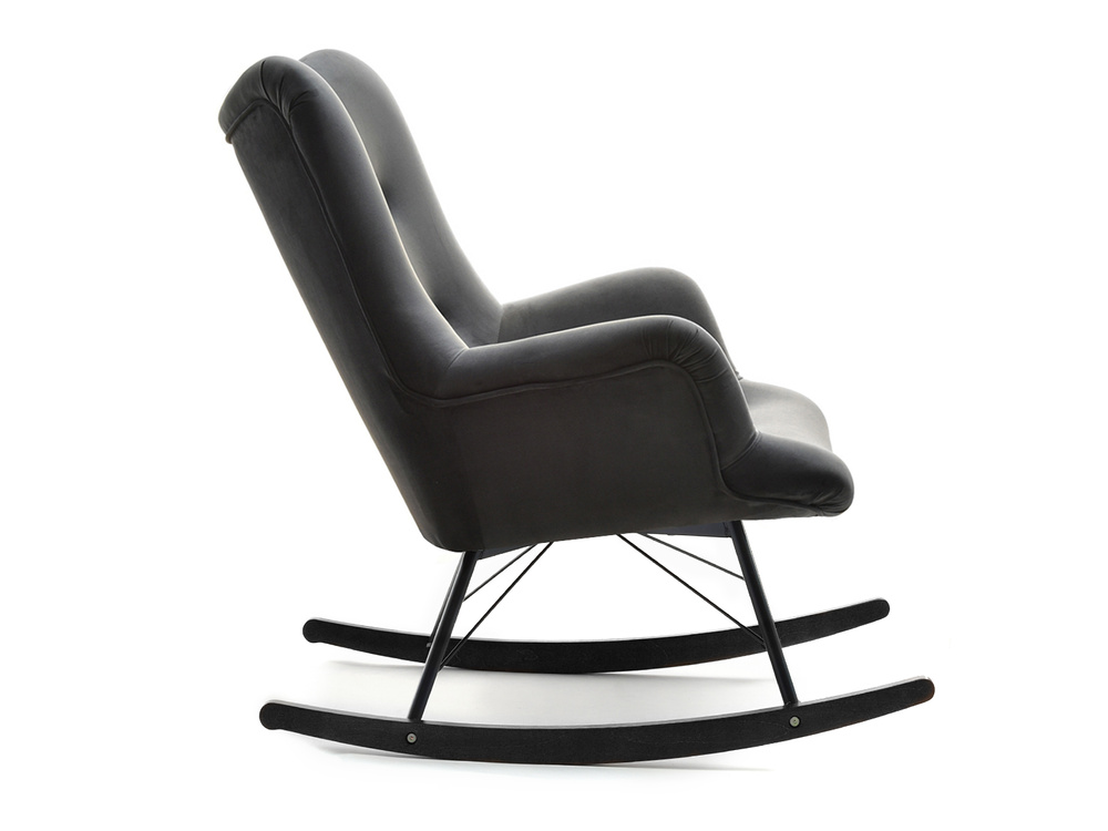 Velourlænestol grå sorte ben LAUREN