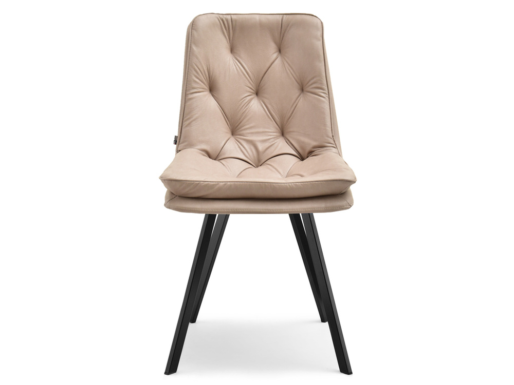 Beige økologisk læderstol med sorte ben PUNTI
