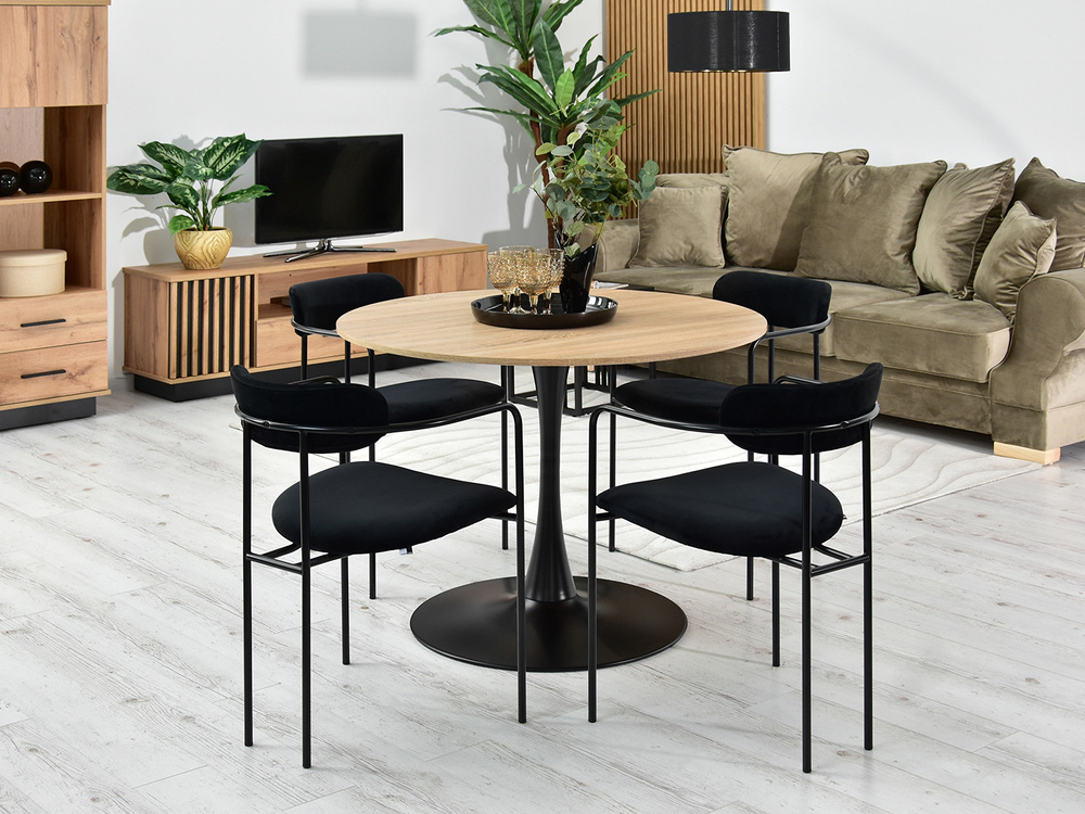 Velourstol sort, sorte ben MALAGA