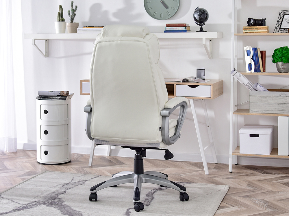 Kontorlænestol med hvide, grå ben HAMPTON