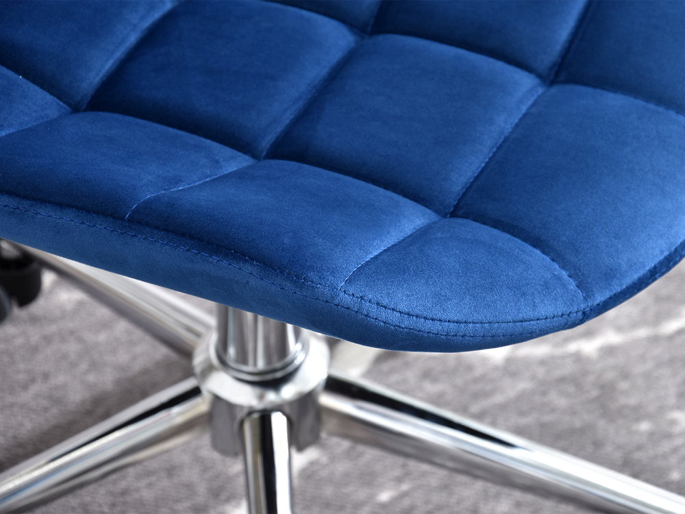 Velour-lænestol marineblå kromben ELIOR