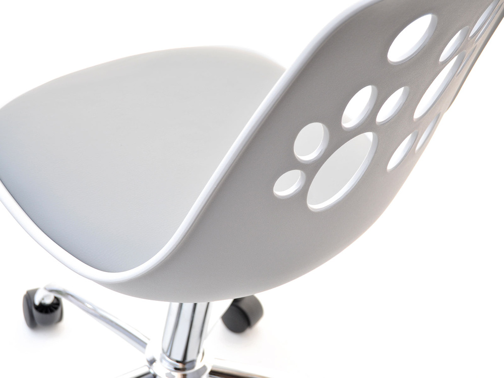 Kontorlænestol hvid/grå med kromben FOOT