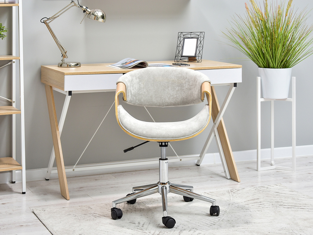 Kontorlænestol grå/natur eg krom ben RAPID