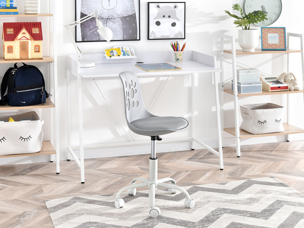 Kontorlænestol grå med hvide ben FOOT