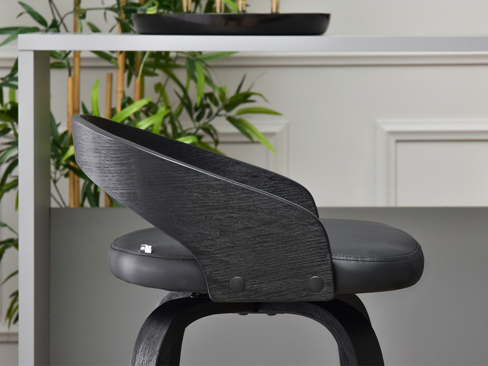 Hocker sort økologisk læder sort ben INDUSTRIAL HOCKER