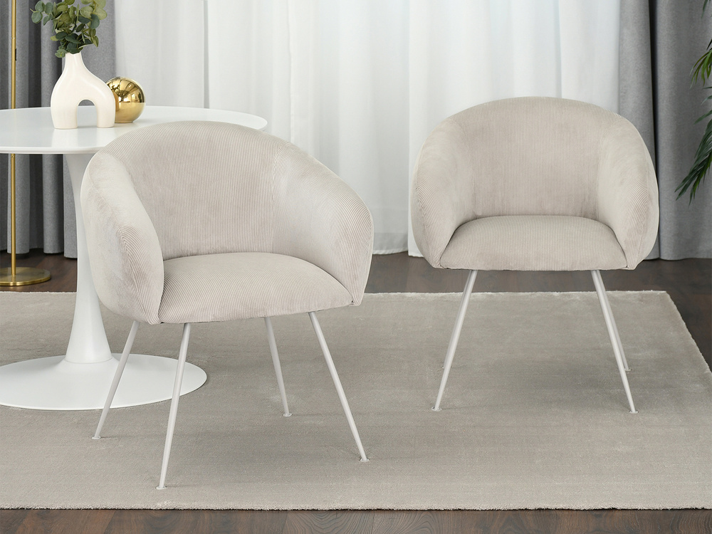 Fløjlsstol beige grå ben MIDO