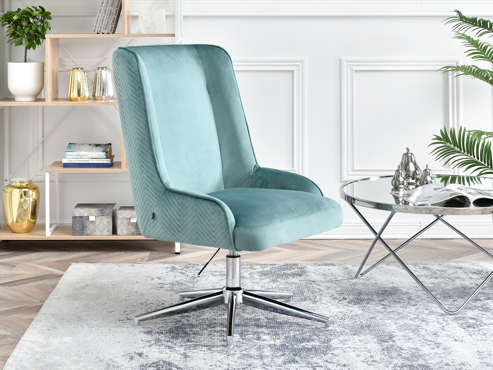 Turkis lænestol med ben i krom BILBAO