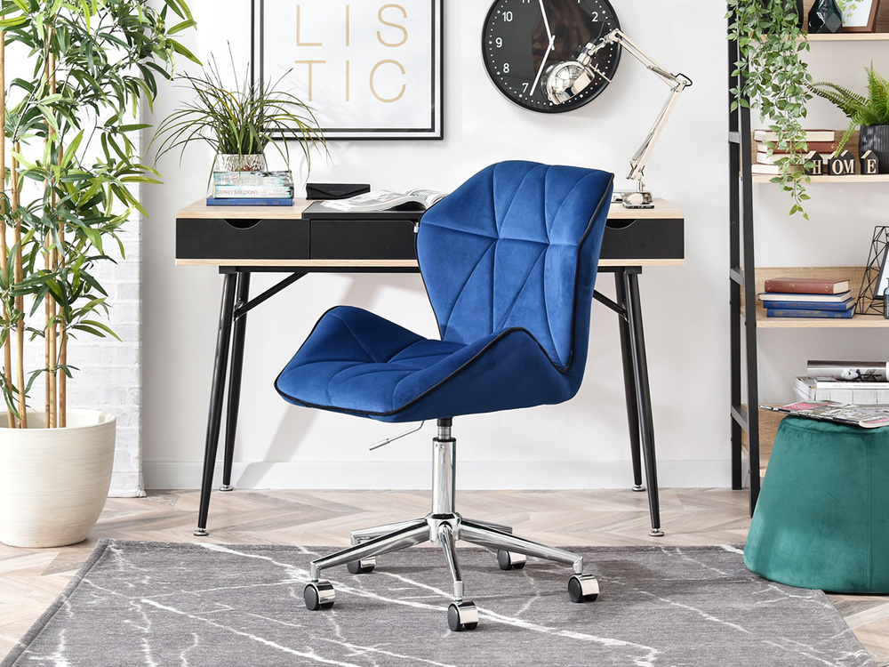 Velour lænestol marineblå krom ben VELO-MOVE