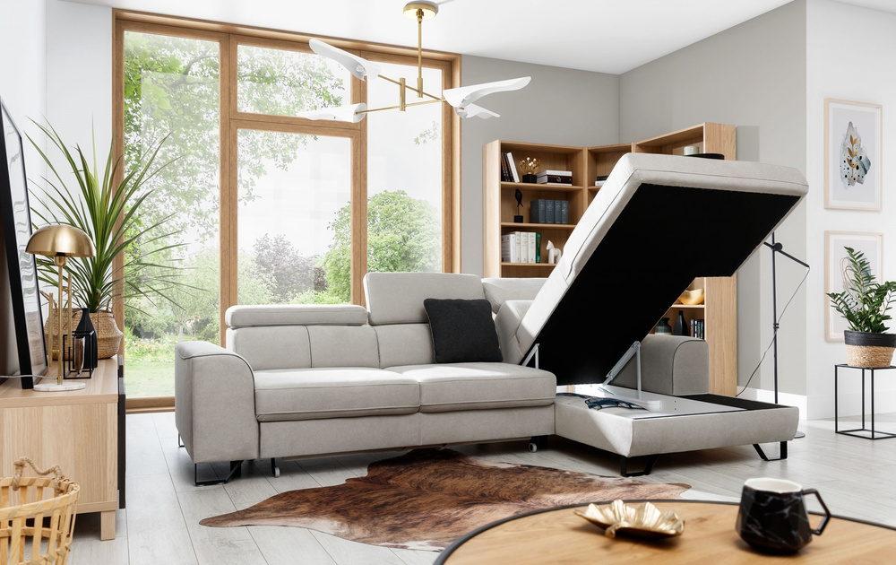 Hjørnesofa med beholder sort ASTI MINI