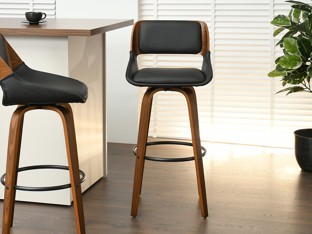 Hocker sort krom ben valnød HOCKER valnød