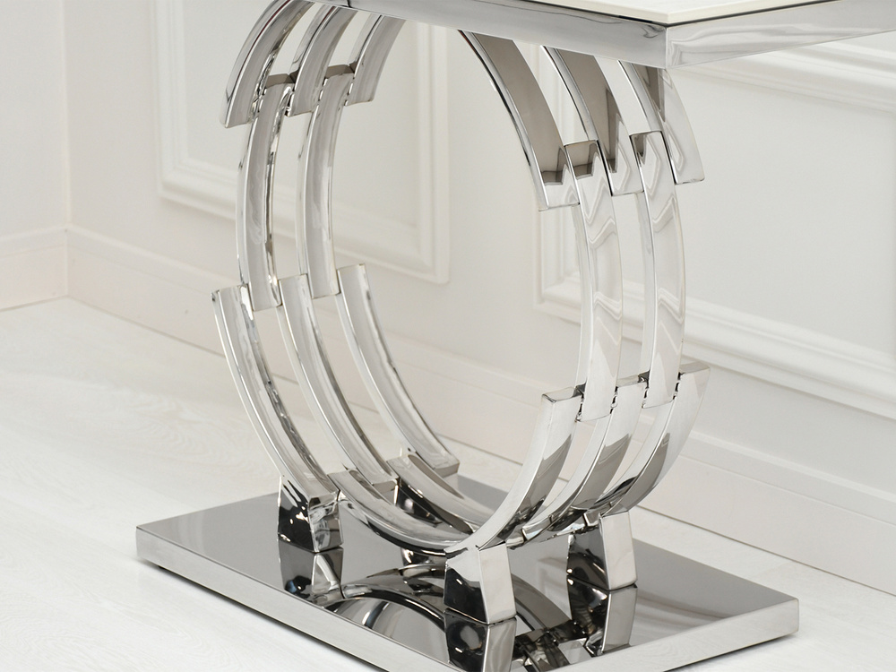 New York-konsol, grå marmor, spejlkrom TOBAGO