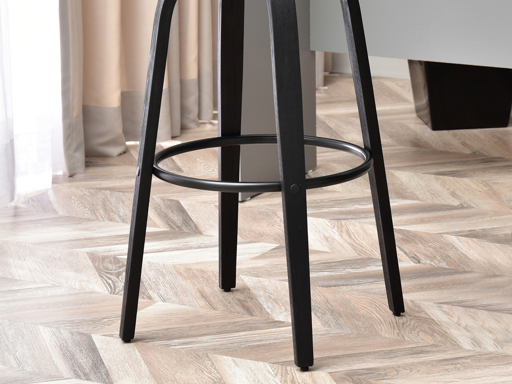 Hocker sort økologisk læder sort ben INDUSTRIAL HOCKER